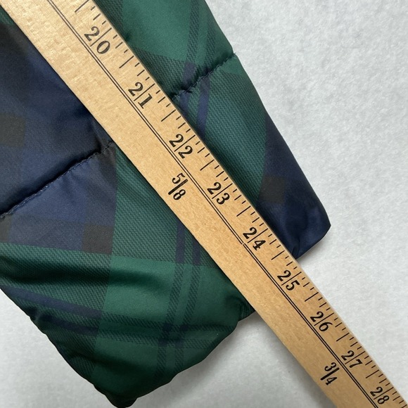 Old Navy Womens Fraser Plaid Green Navy Fleece Lined Puffer Jacket Coat Medium - Picture 8 of 8